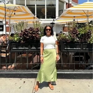 Jason Wu Green Satin Slip Skirt Women's 12 Green Satin Skirt